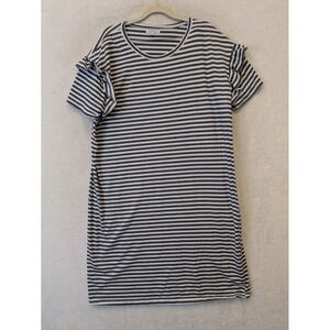 Sweet‎ Salt Women's Size XL Modest Blue White Striped T-Shirt Dress